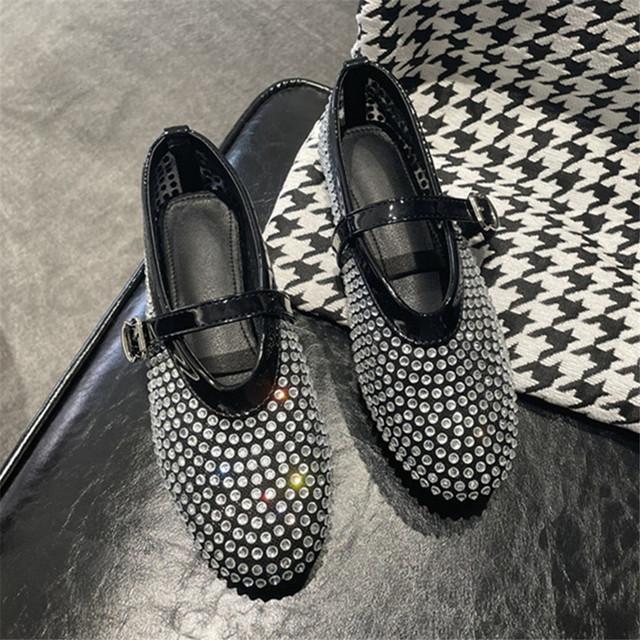 Женские балетки с кристаллами, танцевальная обувь с открытыми отверстиями, женские сетчатые туфли Мэри Джейн для взлетно-посадочной полосы, прогулочные лоферы для отдыха, эспадрильи 2024