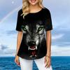 Women Plus Size Ladies Tee Short Sleeve T Shirts Colorful Tiger 3d Print Loose Casual Tops Female Irregular Summer Clothes