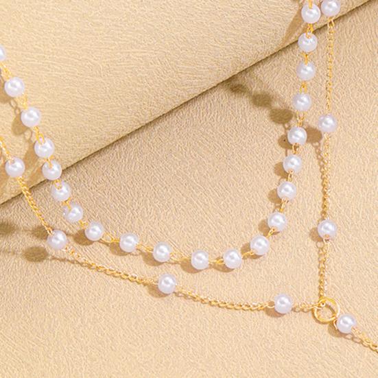 Золотое ожерелье из искусственного жемчуга для женщин, двухслойный чокер-цепочка из искусственного жемчуга, для подарков на день рождения, свадьбу, годовщину