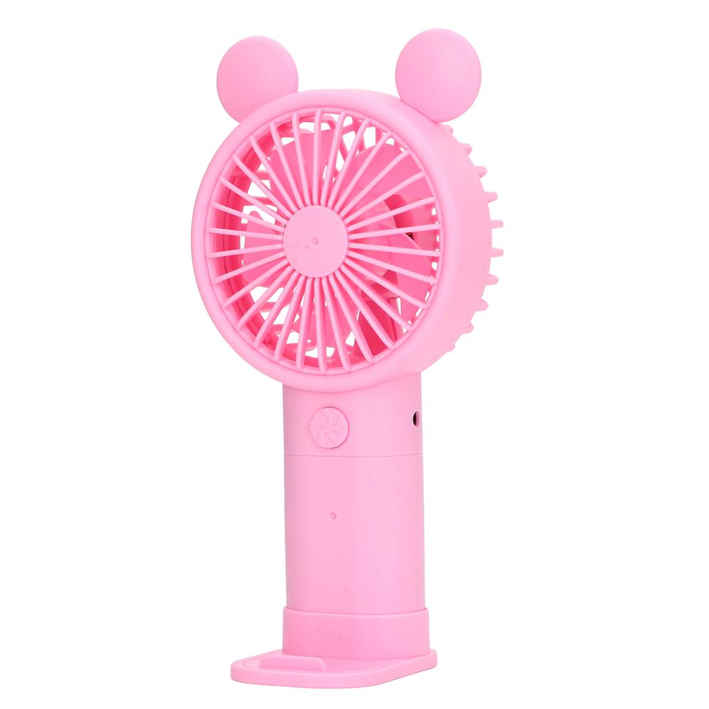 Handheld Fan Plastic USB Battery Dual Drive Built In Lithium Battery Mini Desk Fan for Summer Pink