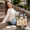 Boho Floral Printed Casual Tote Bag for Women Portable Aesthetic Daily Shopping Shoulder Bag Suitable for Commuting Vacation