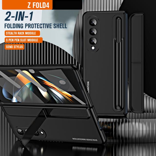 Бронированный чехол с подставкой S-Pen для Samsung Galaxy Z Fold 4 360, полноэкранная защита, противоударный чехол для телефона Z Fold 3 5G