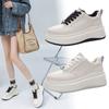 Leather Little White Shoes Women's Shoes Sports and Leisure 25 Years Old Spring New Heightened Thick-soled Versatile Bread Small Fragrant Wind Board S