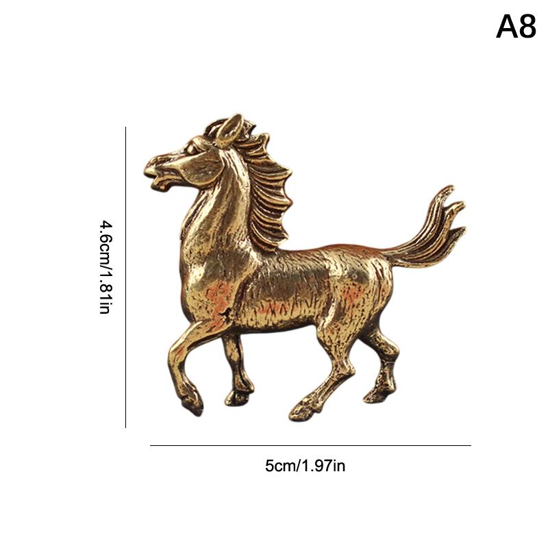 Brass Horse Figurines Chinese Year Zodiac Horse Ornament Feng Shui Lucky Statue Home Office Desktop Decoration Crafts