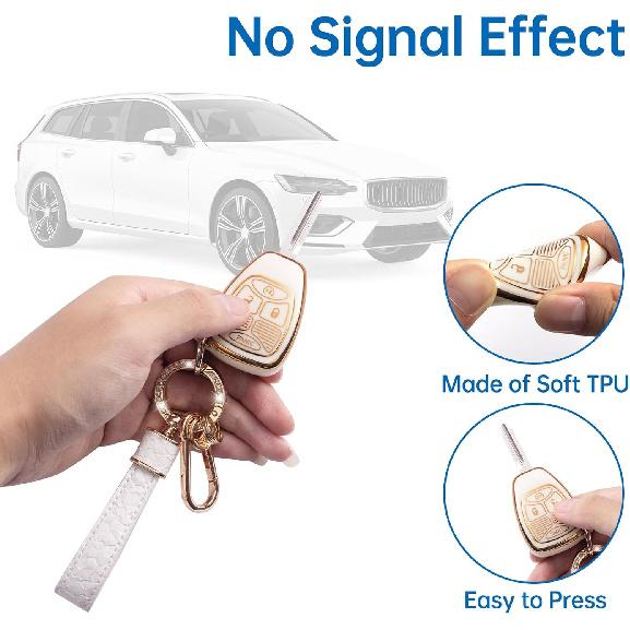 for Jeep Key Fob Cover with Keychain Lanyard, Key Case Protection Fit for Jeep Wrangler Compass 2007-2018/Dodge Ram Durango 2007-2009 Caliber Smart