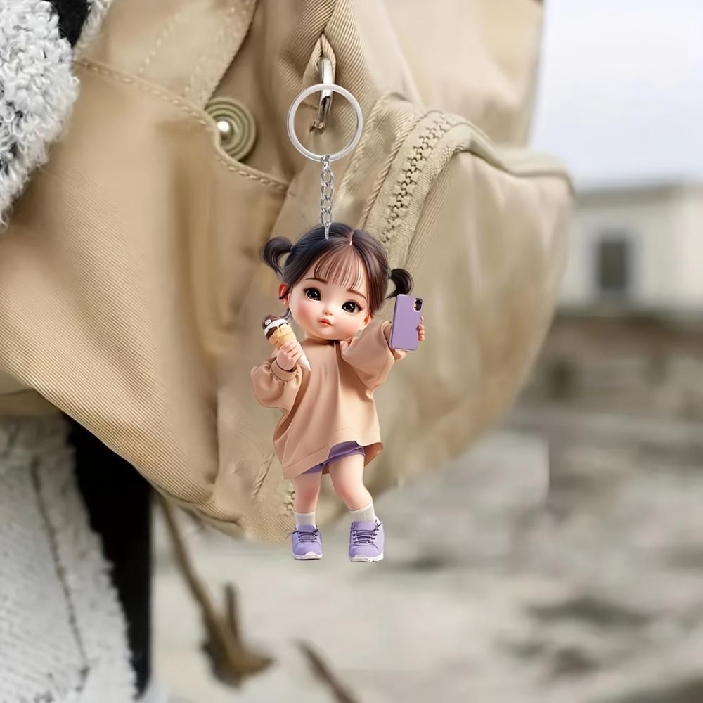 Милый акриловый брелок с рисунком девочки для праздничных подарков и подвеска для рюкзака