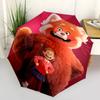 Meilin Mei Lee and Red Panda Automatic 3-Fold Umbrella Design, Cute Cartoon Pattern, Portable Outdoor Umbrella, Perfect, Holiday Gift for Di