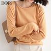 INDFS Women's Fashion Casual Fall Winter Solid Color Print Long Sleeve O-Neck Sweaters