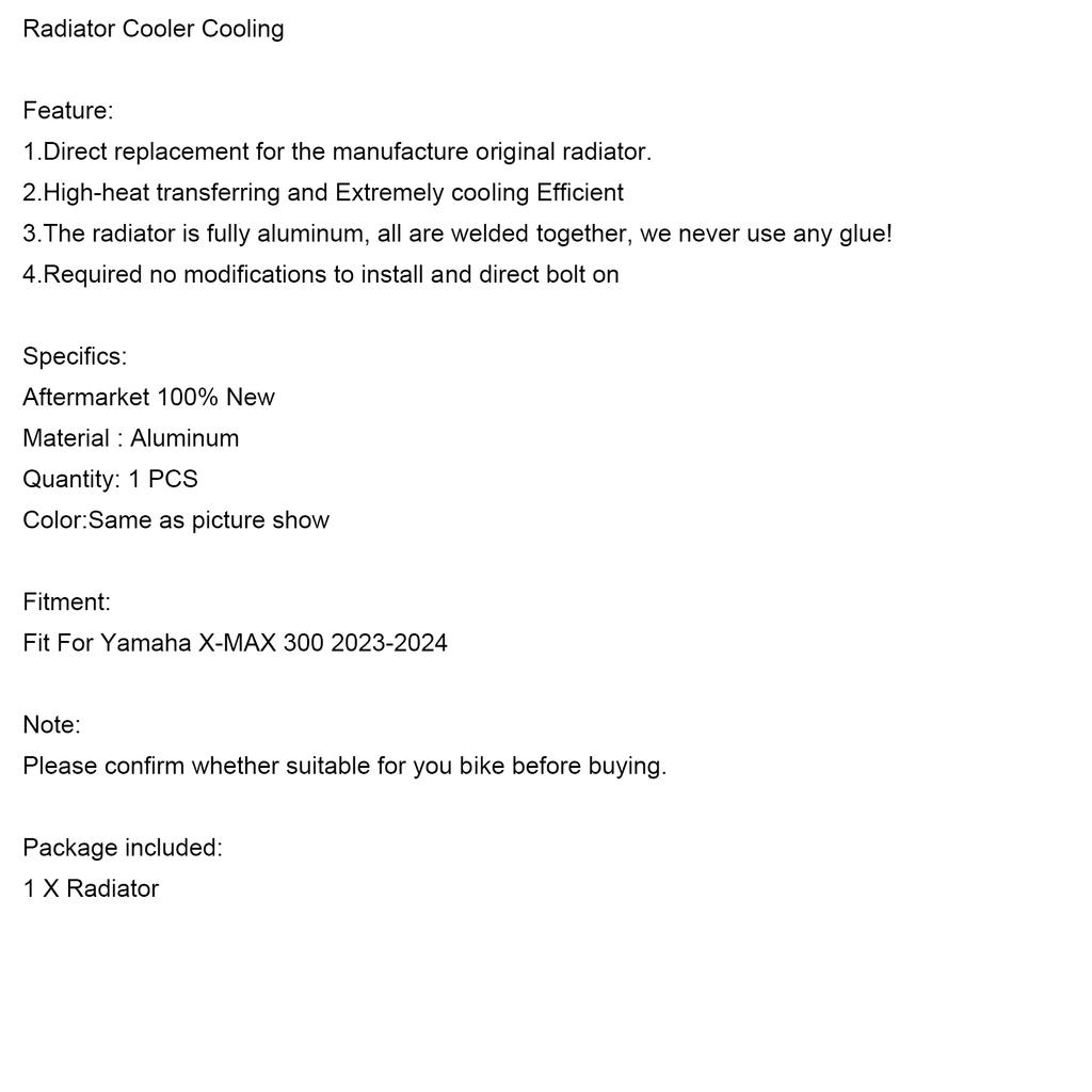 Радиатор охлаждения двигателя для Yamaha X-MAX 300 XMAX 2023-2025 Серебристый