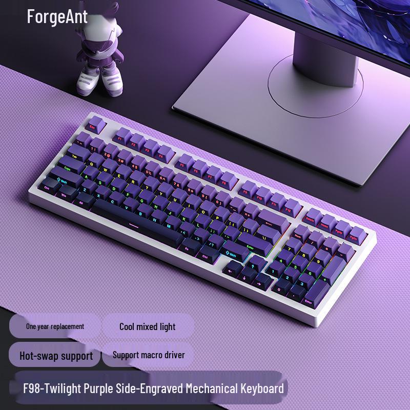 Проводная механическая клавиатура RuiYi F98 с 98 клавишами, с возможностью горячей замены, с боковой печатью, с защитой от залипания всех клавиш, для офиса/игр.