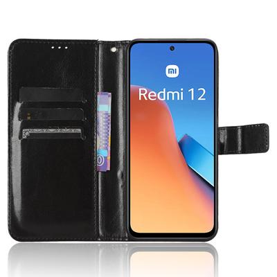 Для Xiaomi Redmi 12 4G/12 5G (Глобальный)/Note 12R 5G/Poco M6 Pro 5G Чехол для телефона Текстура Crazy Horse Искусственная кожа Фолио Книжка Подставка Обложка-кошелек