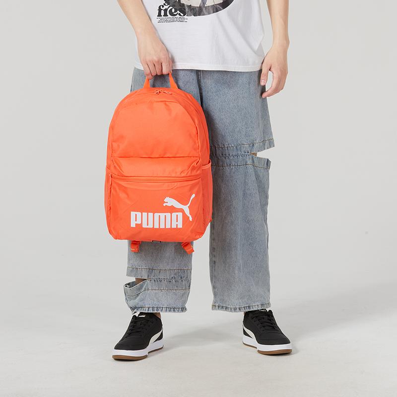 Puma School Sports Casual Fabric Backpack Unisex Backpack Orange 079943-07