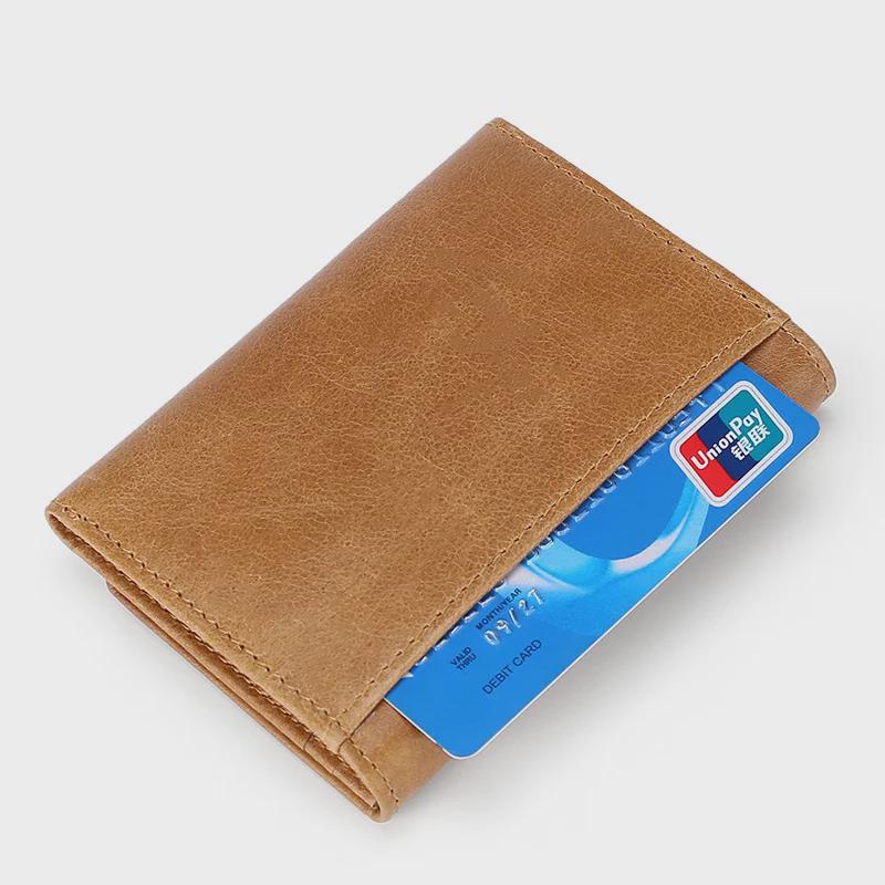 Держатель для карт из вощеной коровьей кожи с защитой от кражи RFID - многофункциональный ретро-дизайн