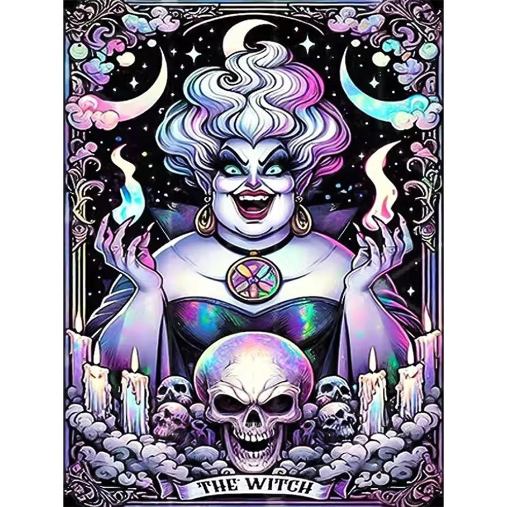Disney 5D DIY Diamond Painting Ursula Dark Neon Tarot Style Illustration Full Round Diamond Mosaic Cartoon Dog Embroidery Art Painting Home Decor