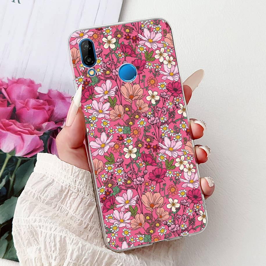 For Huawei P20 Lite Case Popular Flower Butterfly Soft Clear Silicone Phone Back Cover For Huawei P20Lite Nova 3e ANE-LX1 Bumper