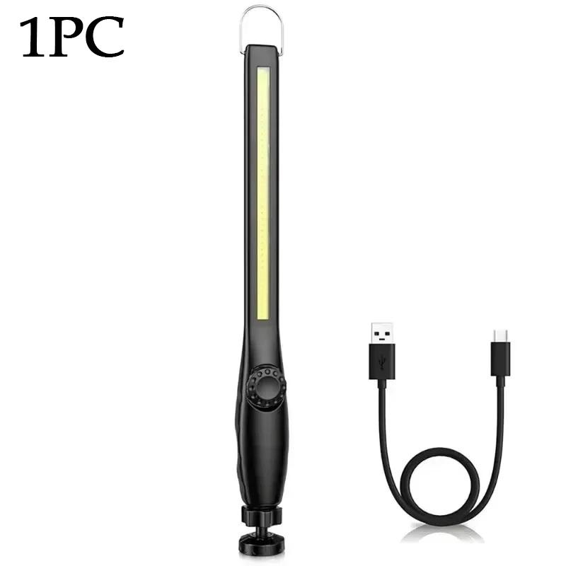 1/2/4PC COB Flashlight Magnetic Work Light USB Rechargeable Torch Hook Portable Lantern Inspection Light Camping Car Repair Lamp