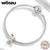 WOSTU 925 Sterling Silver Animal Puppy Cute Dog Bead Charm for Bracelet Women DIY Fashion Jewelry Enamel Pet Bead Accessories