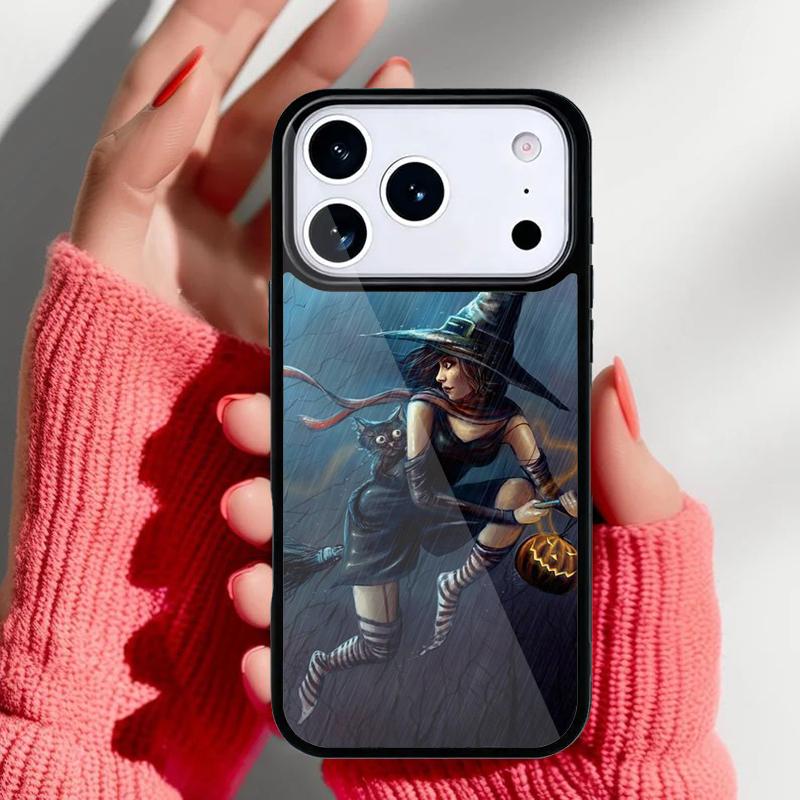 Чехол для телефона на Хэллоуин Лунная Ведьма Ужасы для iPhone 17 16 15 14 13 Pro Max Задняя крышка для 12 11 Pro Coque