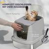 Stainless steel cat litter box, enclosed cat litter box with scoop, odor bags, entry and exit.