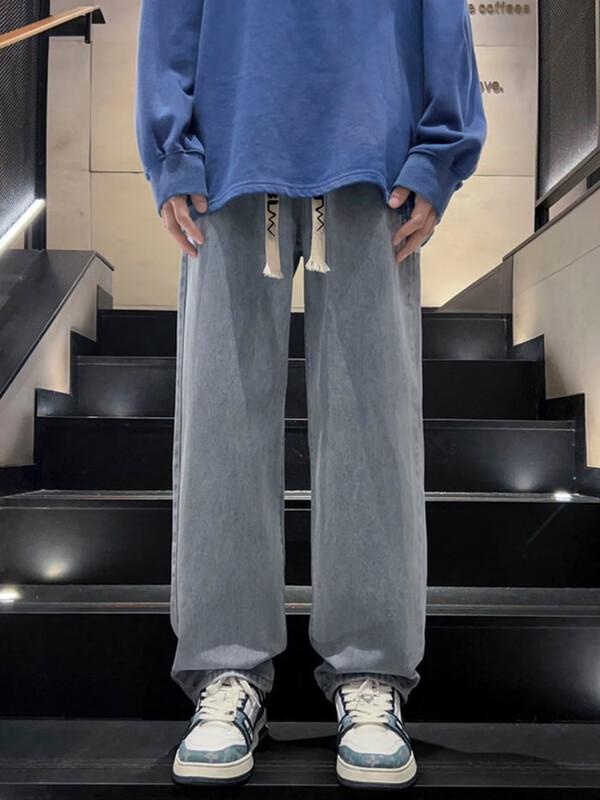 Dingfengbaoluo Men's Vintage Straight Wide-Leg Casual Pants