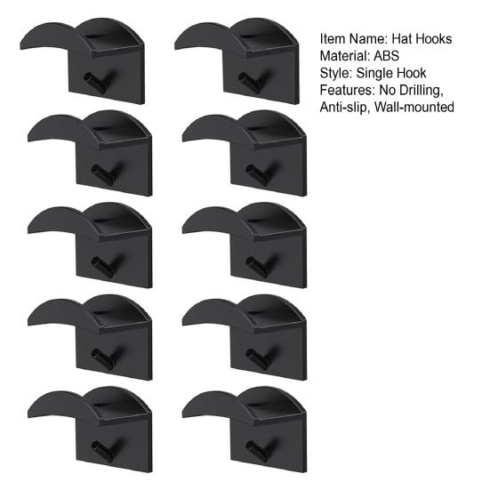 10 шт. крючки для хранения шляп Настенные самоклеящиеся противоскользящие противоскользящие бейсболки для дисплея Подставка для хранения фуражных шляп Подставка для хранения платьев Магазин кепок Органайзер