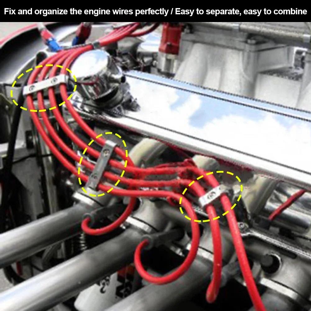 Universal 8/9/10mm Aluminum Car Spark Plug Wire Separator Mulitp-Color Spark Wire Line Clamp Auto Engine Modified Accessories