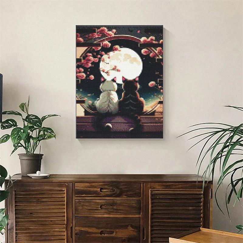 DIY Diamond Painting Pink Cat Stitch Kit Mosaic Art Diamond Painting Full Circle/Square Diamond Home Decoration