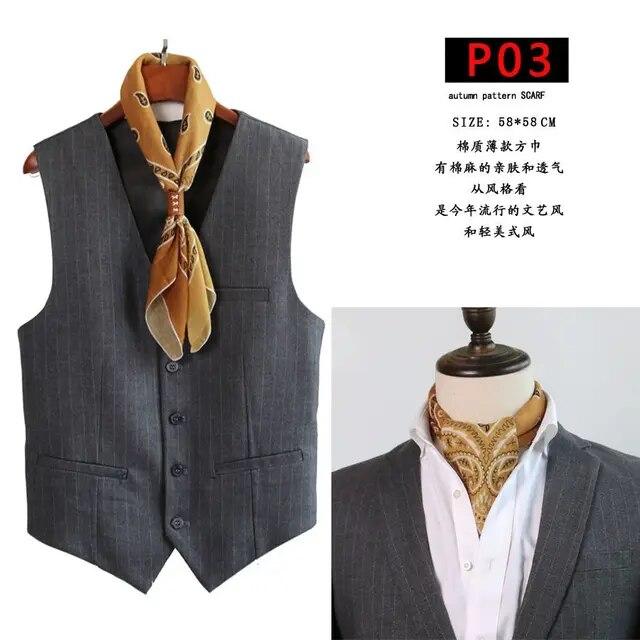 Cotton and Linen Men's Artistic Retro Scarf Korean Spring Autumn Winter Scarf Hip Hop Street Style Scarf Small Square Towel