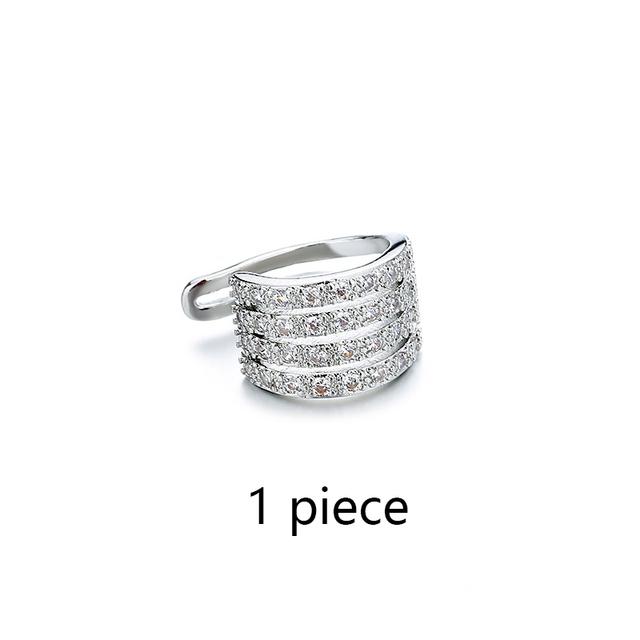 ANENJERY Геометрические многослойные цирконовые волнистые серьги-клипсы для женщин, крутые клипсы-крючки без ушных отверстий, вечерние ювелирные изделия, манжеты для ушей