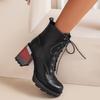 Women's High-heeled Short Boots Autumn and Winter New Thick-heeled British-style Large-size Short Boots