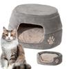 Petit Ruban Round House Round Pet Bed with Pet Bed for Extra Small Small and Small Winter Sleeping Cold Protection 2-Way Bed, Medium, Gray, Cushion,