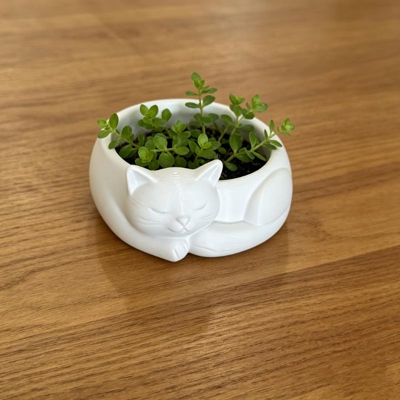 3D-печатная миска для спящего кота, милая декоративная миска в форме кошки для корма питомца, кашпо для суккулентов, хранение украшений, подарок для декора дома и сада, декор для дома