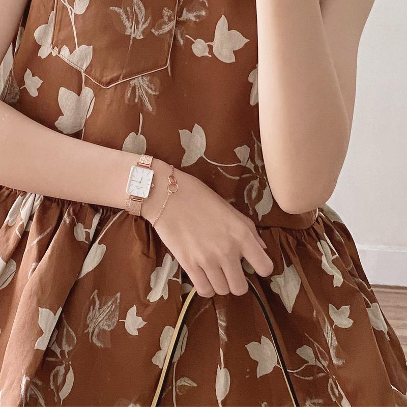 DANIEL WELLINGTON Часы серии QUADRO кварцевый механизм стальной ремешок перламутровый циферблат женские часы простые маленькие квадратные часы DW00100510