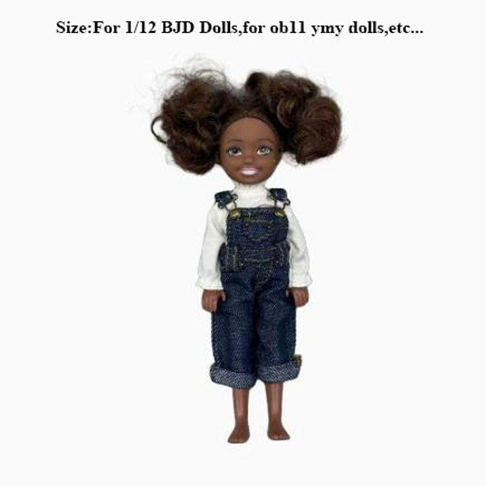 Mini Cute Jeans Trousers Shirt Denim Pants T-shirt Tops for 1/12 BJD Dolls for Ob11 Ymy Dolls
