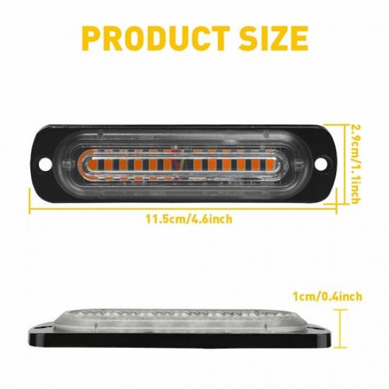 4PCS Amber Car 12LED Truck ATV Warning Hazard Flashing Beacon Light Strobe Bar