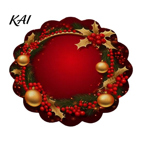 Christmas Party Table Setting Round Placemat, 14 Inch Festive Pattern Anti Slip Tabletop Protector, Holiday Kitchen Mat Heat Insulation Place