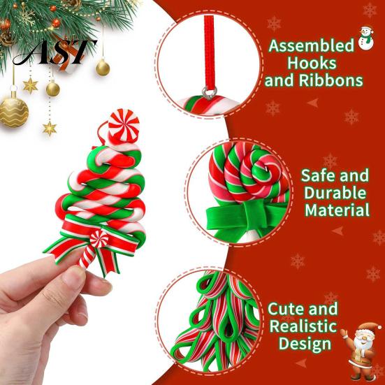 Christmas Tree Decorations 16 Pcs Lollipop Ornaments, Red Green Striped Peppermint Swirl Candy Cane Holiday Party Supplies Hanging Decoration,