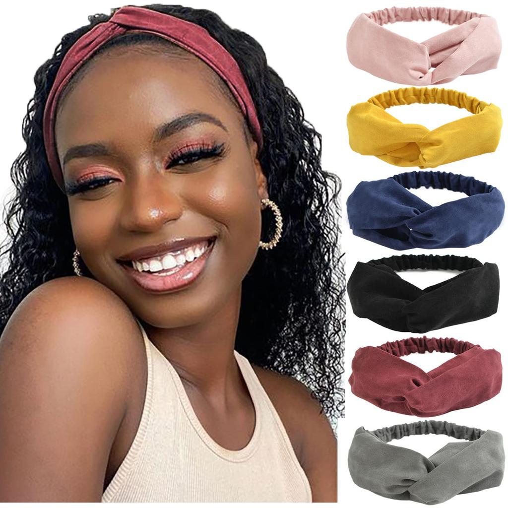 Витые эластичные повязки на голову, однотонная повязка для волос с крест-накрест, винтажные замшевые повязки на голову для женщин, нескользящая повязка на голову для йоги, тренировок, тюрбан, аксессуары для волос