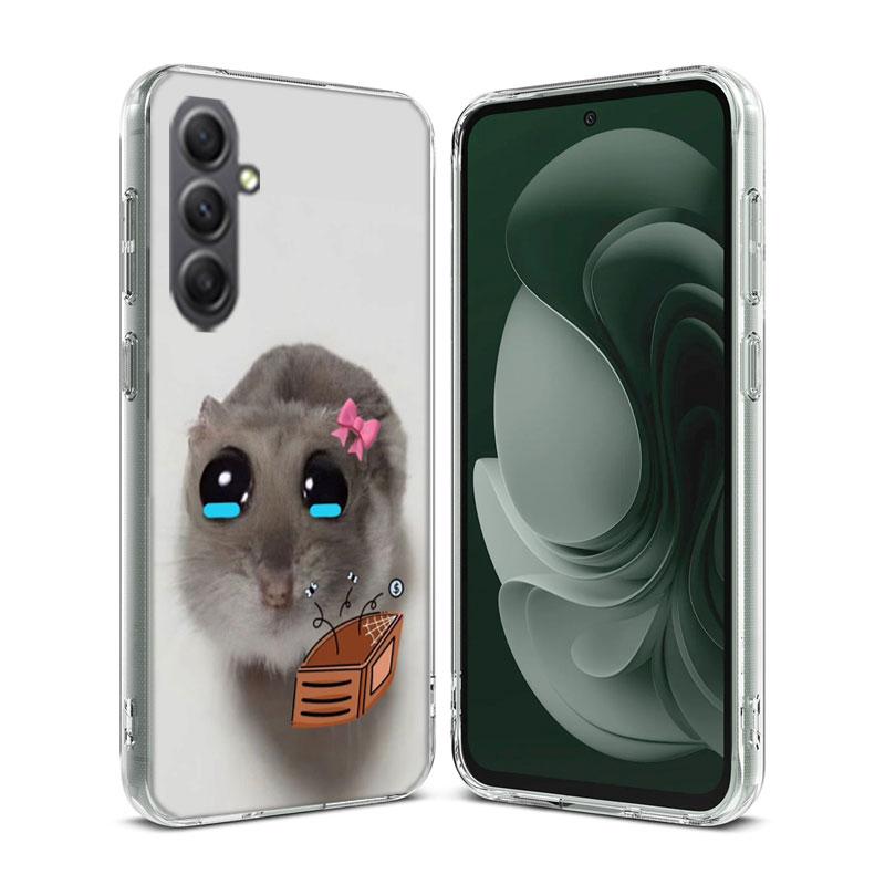 Funny Sad Hamster Meme Phone Case for Samsung A16 A26 A36 A56 A17 A37 A57 A07 A06 A02S A03 A04S A05S Galaxy Note 20 10 A50S A71