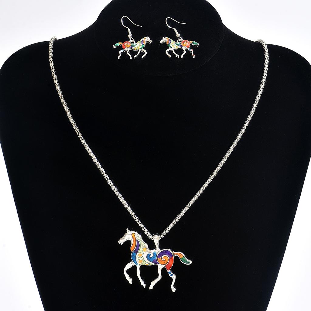 Animal Horses Pendant Necklaces Little Rainbow Horse Jewelry Colorful Enamel Horse Pendant Necklace for Women