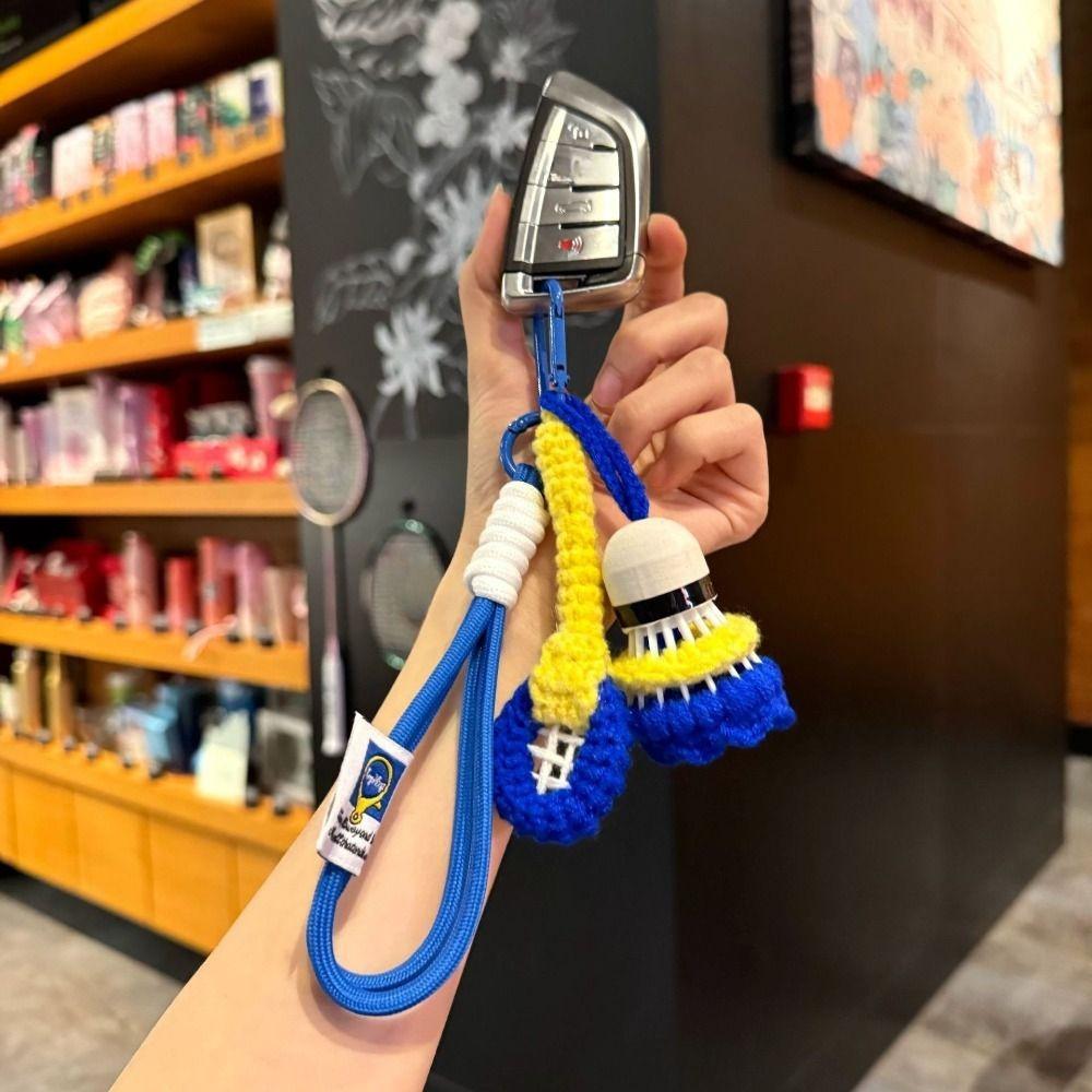 Мини Крючок Брелок для Бадминтона Яркий Цвет Брелок для Ключей Машины Вязаный Подвеска Бадминтон Декор для Рюкзака