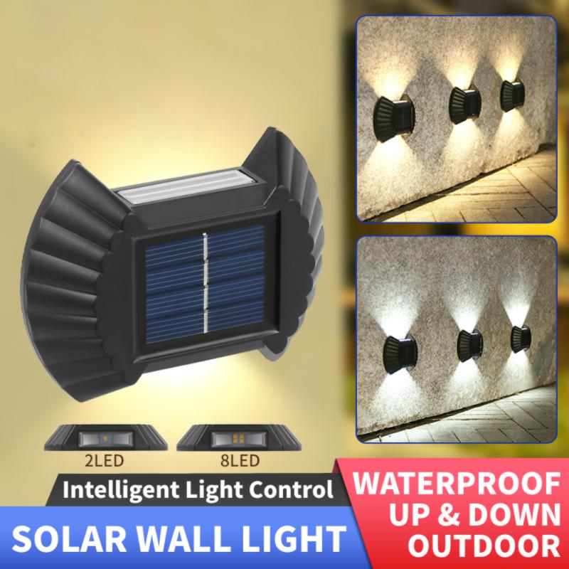 1/2/4/8 Pcs Solar Wall Light 2/8LED Waterproof Outdoor Garden Decoration Solar Light Wall Stair Aisle Wall Light Yard Luminous Wall Washer