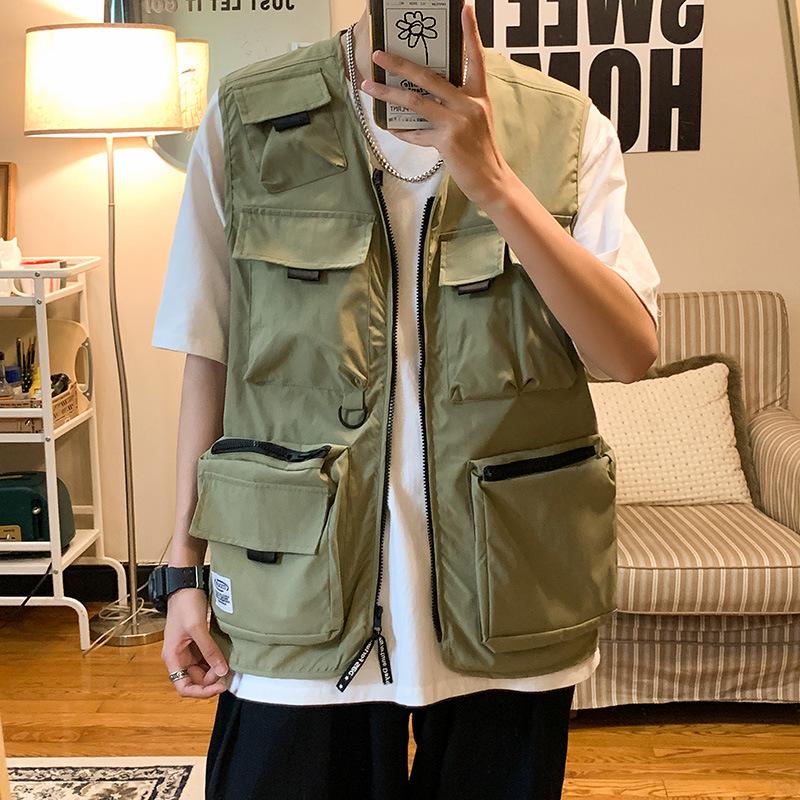Men's Korean Style Multi-Pocket Workwear Vest - Trendy, Loose, and Sleeveless Summer Waistcoat