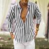 Men's Business Casual Breathable Summer Striped Beach Resort Long-sleeved Shirt Tops