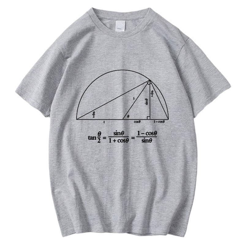Math Trigonometric Formula Printed Cotton Tee Euler Theorem Pattern Student Fashion Casual Summer Unisex Short Sleeve Tops
