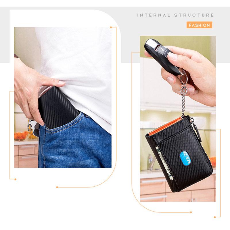 Bison Denim Fashion RFID Blocking Men Wallet Leather Carbon Fiber Card Holder Purse