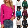 Spring Summer Women's Casual Solid Color V-neck Striped Chiffon Shirt Long Sleeved T-Shirts Women’s