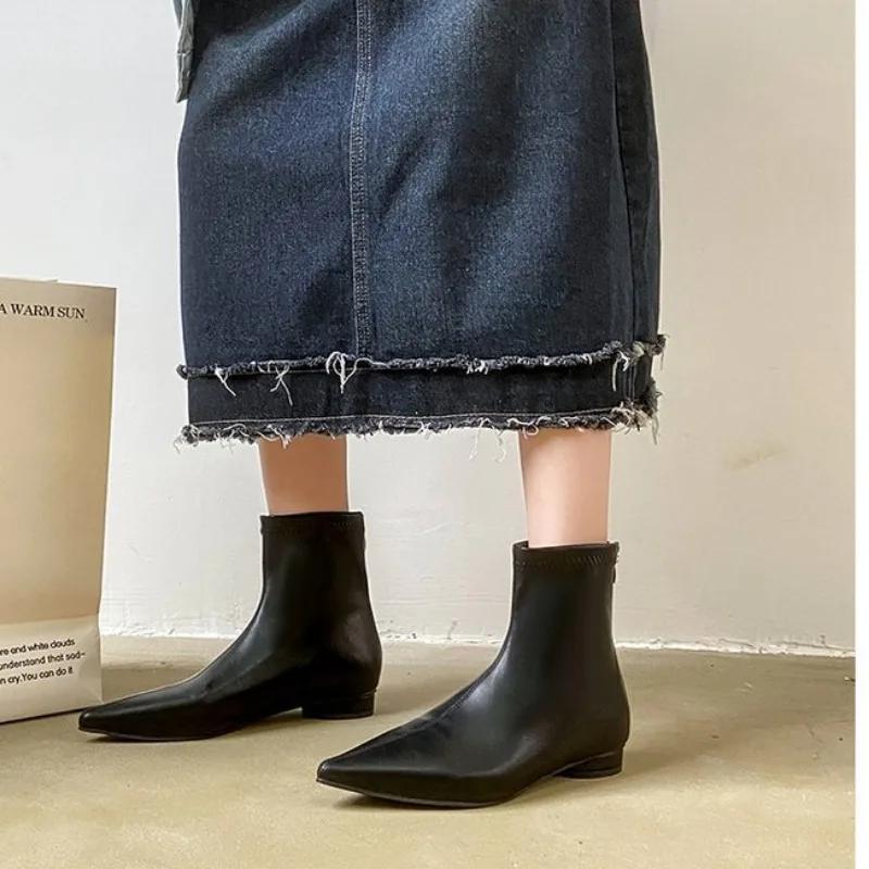 Модные модные сексуальные заостренные кожаные женские ботильоны дизайнерские осенне-зимние большие размеры 35-43 ботинки на платформе обувь для женщин