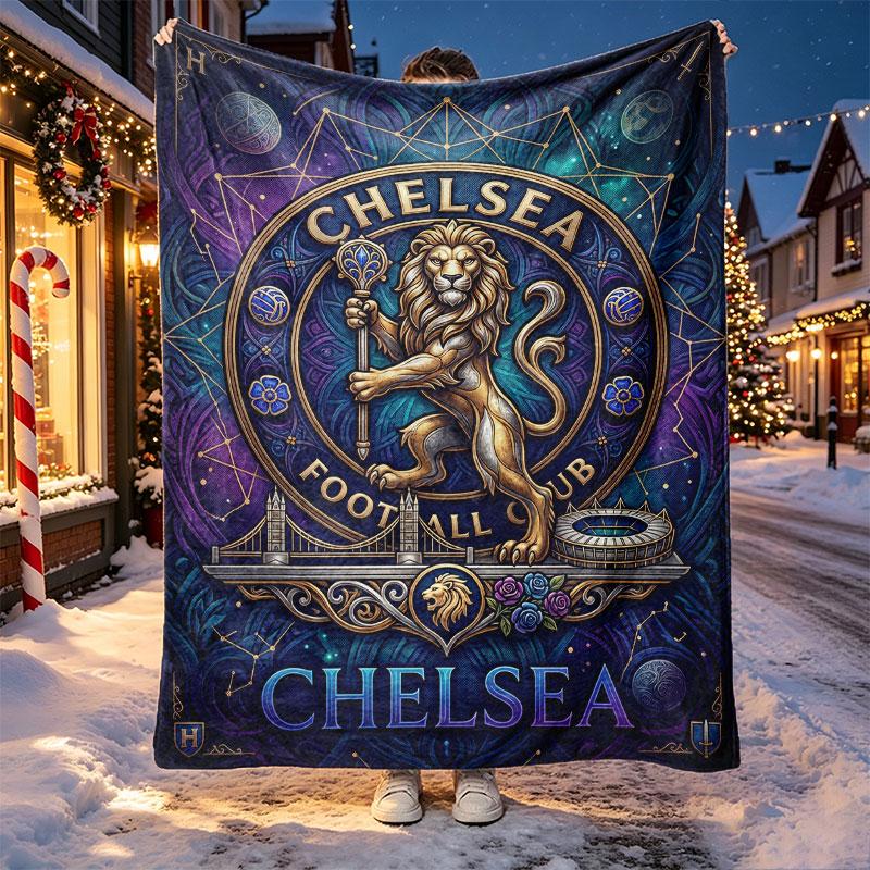 Chelsea FC Pattern Blanket for Home Decoration, Bed, Sofa, Car Travel, Camping, Suitable for All Seasons, Birthday Christmas Gift