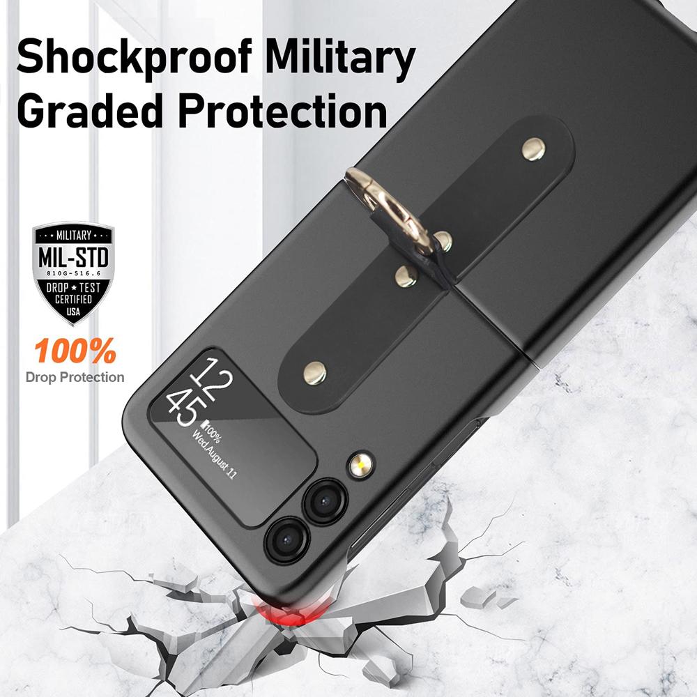 Модный защитный чехол с держателем кольца для Samsung Galaxy Z Flip 3 5g Flip4 Flip 4 Flip3, нескользящие удобные матовые чехлы